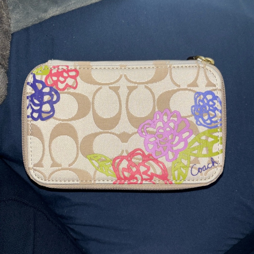 Coach y2k Daisy Appliqué Tossed Daisy Print monogram poppy flowers travel case